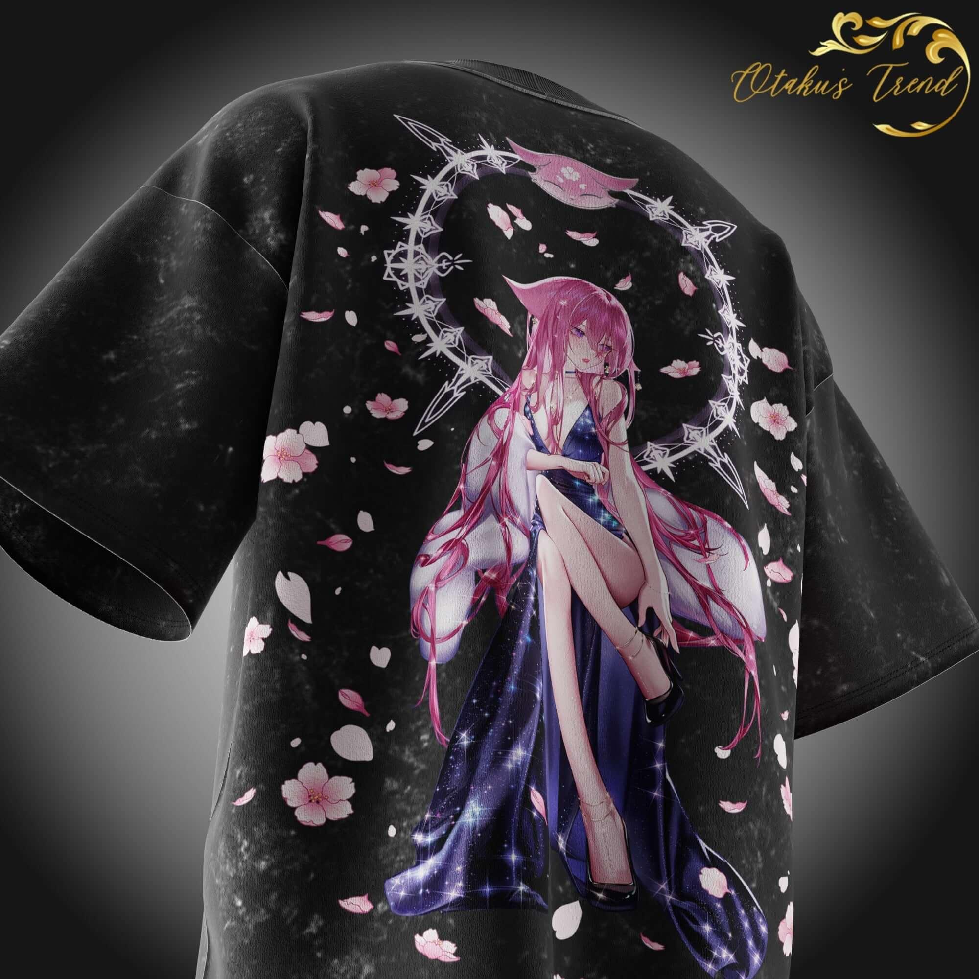 Yae Miko Acid Washed Oversized T-shirt AnimeOryx  T-Shirt  AnimeOryx